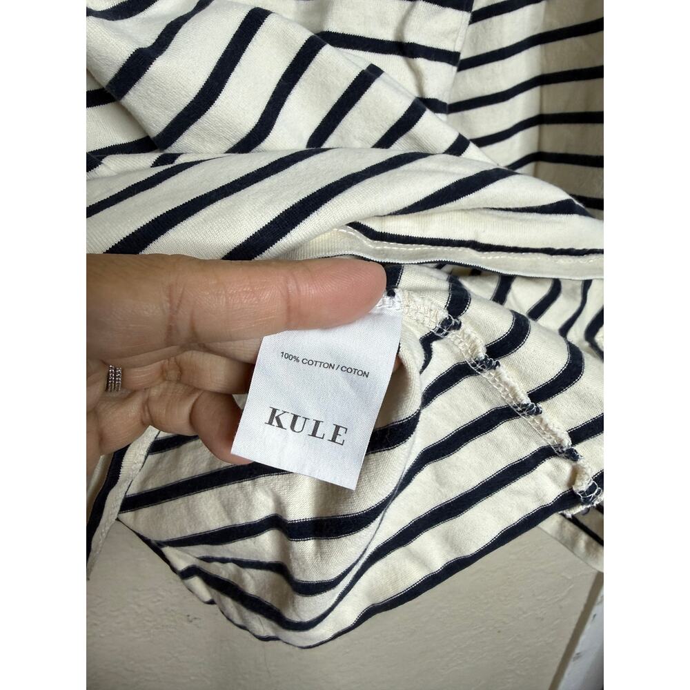 KULE Striped Long Sleeve Cotton Breton Top Ivory Navy Size M - Picture 9 of 10